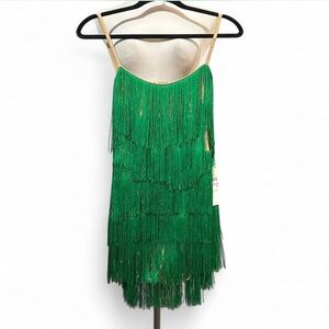 Calvin Klein Vibrant Green Fringe Dress